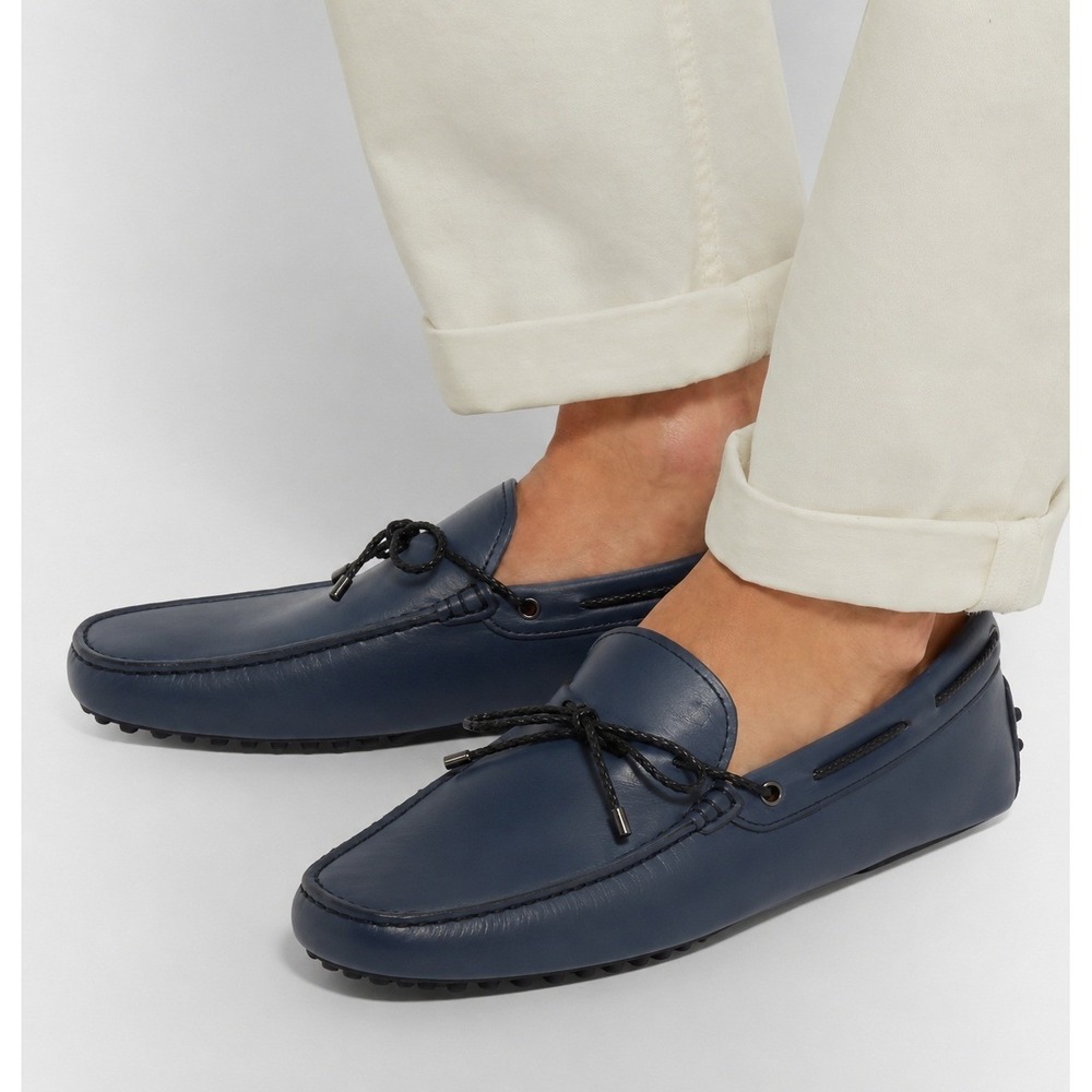 NEW TOD'S Navy Gommino City Driving Loafers Leather Preppy Minimalist Size 8